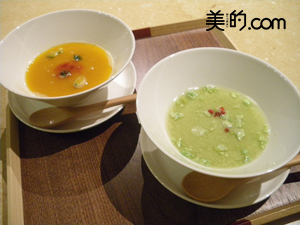 施術後には温かいスープも。写真は枝豆とかぼちゃで、これが本当に美味しい!