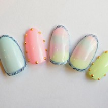 【ネイディーン】パステルタイダイネイル