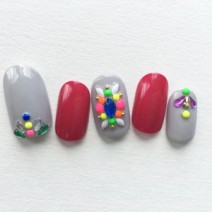 大人かわいい秋色ビジューネイル　【braceNail】