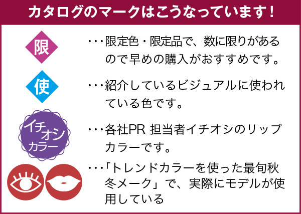 カタログのマークはこうなってます