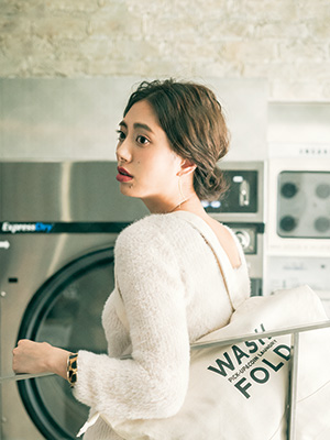 シャギーニット×簡単ギブソンタックのヘアアレンジでこなれ感UP☆