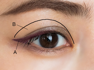 目尻に効かせた太めカラーラインでぱっちり目