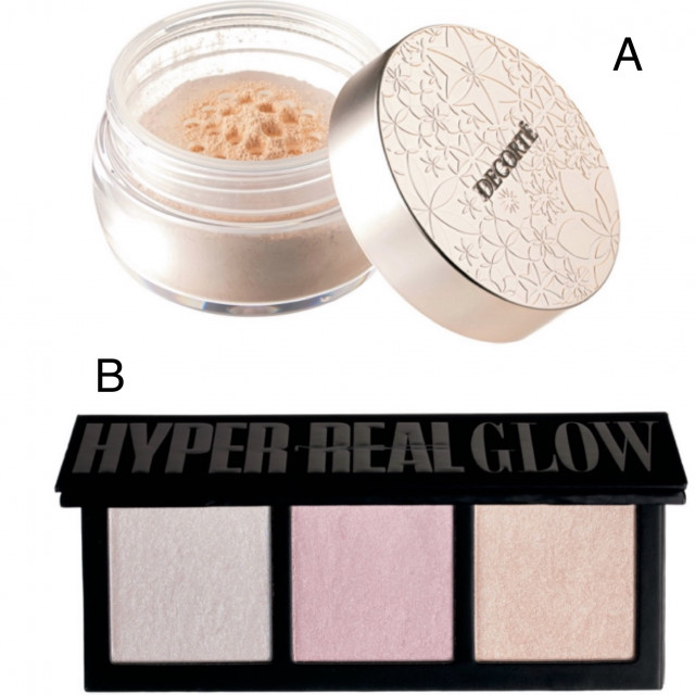 狭すぎるおでこは、フェースパウダー＆ハイライトで生え際の根元の色をとばす！