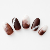 【365日ネイル】ホットチョコをイメージ♪ゆるマーブルのダークブラウンネイル