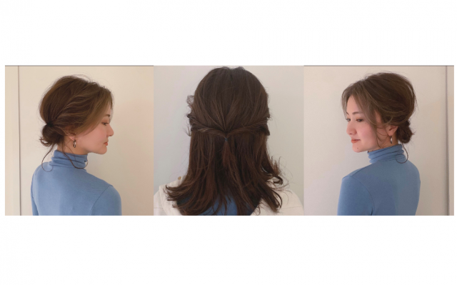 くるくるひねって作るセミロングの大人エレガントなお呼ばれヘアアレンジ 美的 Com