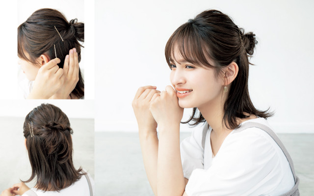 小顔見せヘア ハチ周りをタイトにする ハーフアップお団子 のアレンジ 美的 Com 小顔見せヘア ハチ周りをタイトにする ハーフアップお団子 のアレンジ 美的 Com