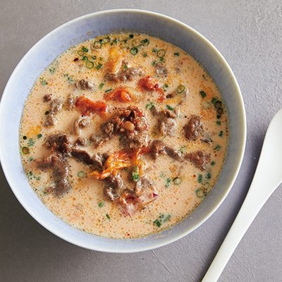 【腸ぱくレシピ】キムチ豆乳のおぼろスープ｜台湾の朝ごはんの定番料理風！キムチと牛肉で肌トラブルケア