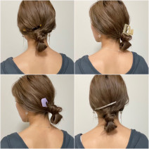 簡単ダブルお団子にヘアアクセを付けてお洒落を楽しむアレンジ