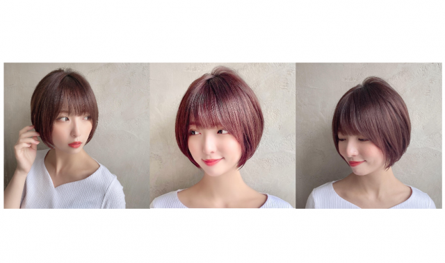 フェミニンな愛されショートとベリーカラーのモテヘア 美的 Com