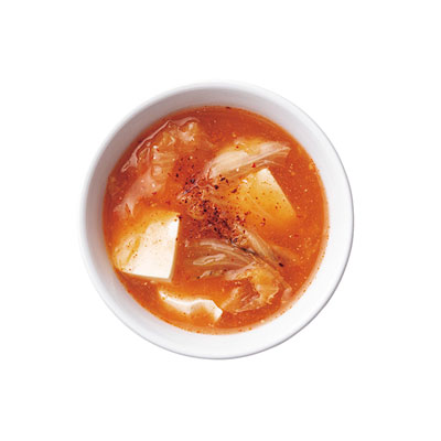 【簡単ダイエットレシピ】カロリー調整やに二日酔いにも◎！「豆腐キムチチゲスープ」