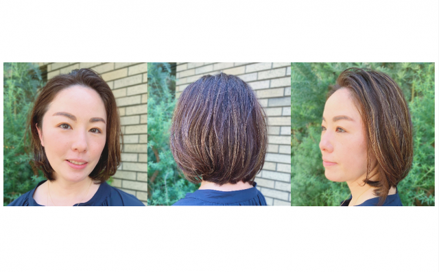 白髪ぼかしで立体感が生まれる 大人のローレイヤーボブ 美的 Com