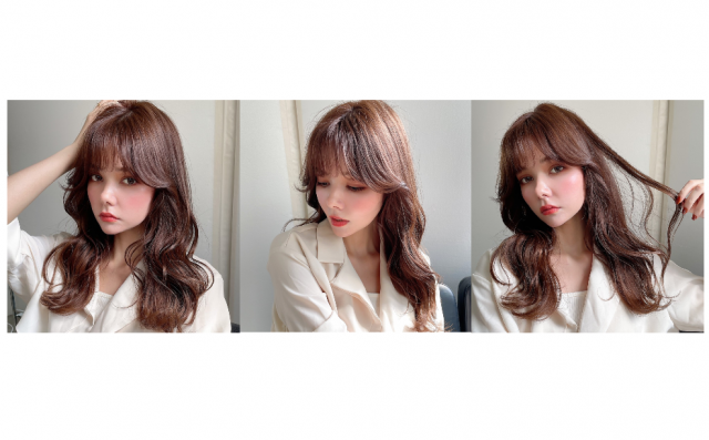 チェリーブラウンの赤みカラーとローレイヤーのセミロングスタイル 美的 Com