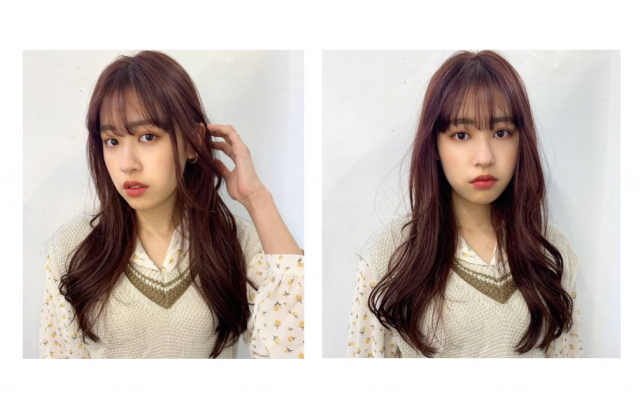 ベリーピンク にふんわりロングとシースルーバングで韓国ヘアに 美的 Com