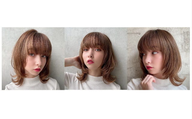 伸ばしかけのボブはボブルフに！ピンク系カラーと合わせてお洒落