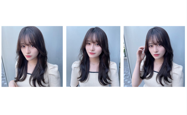 清楚な韓国美人スタイル ふんわりレイヤーロングの暗髪 ブルーラベージュ 美的 Com