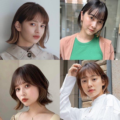 インナーカラーが可愛い切りっぱなしボブ【スタイル14選】