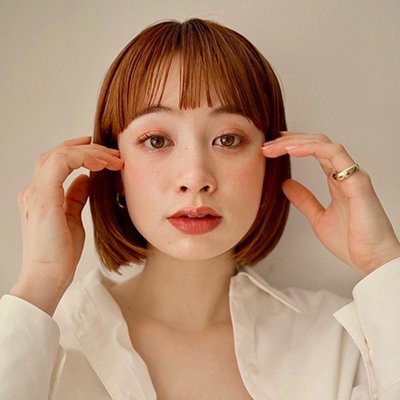 ブルベにも似合うオレンジカラー！重めラインで洒落感UPのストレートボブ｜最旬ヘアカタログ