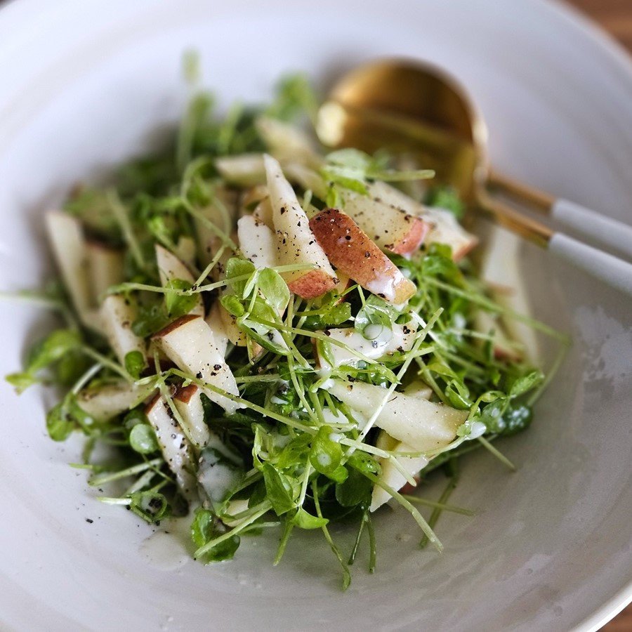実は栄養価も美肌効果もあるコスパ野菜を活用！「豆苗×りんごのサラダ」【Today’s SALAD #310】
