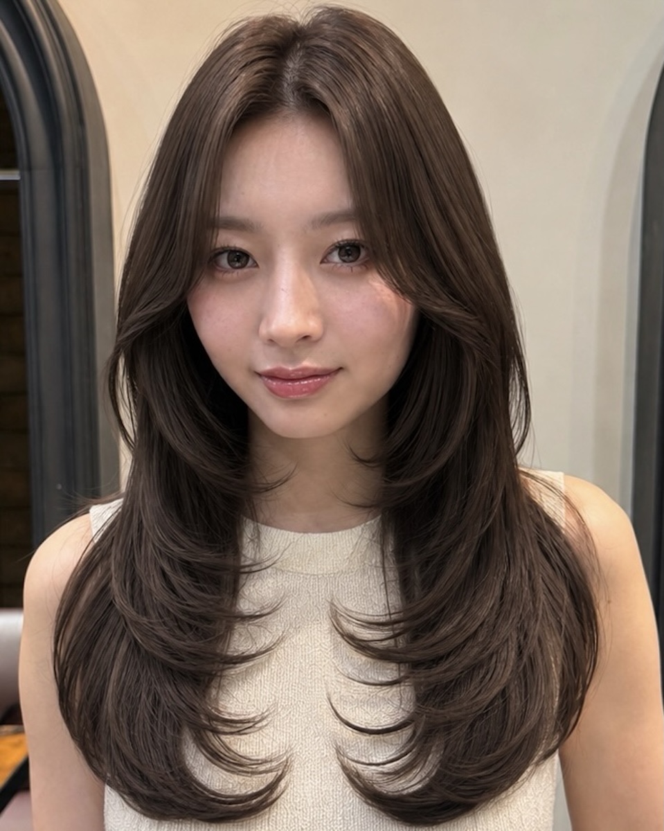 ふわっと感が今ぽい！骨格カバーできるナチュラル韓国風ロング｜最旬ヘアカタログ